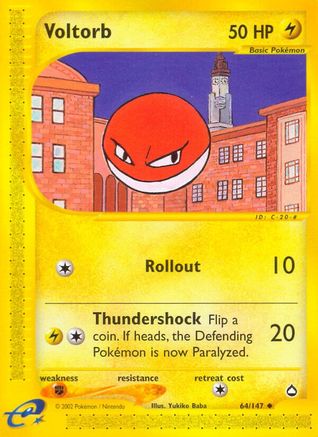 Voltorb - 64/147 Aquapolis Uncommon Pokemon - NM