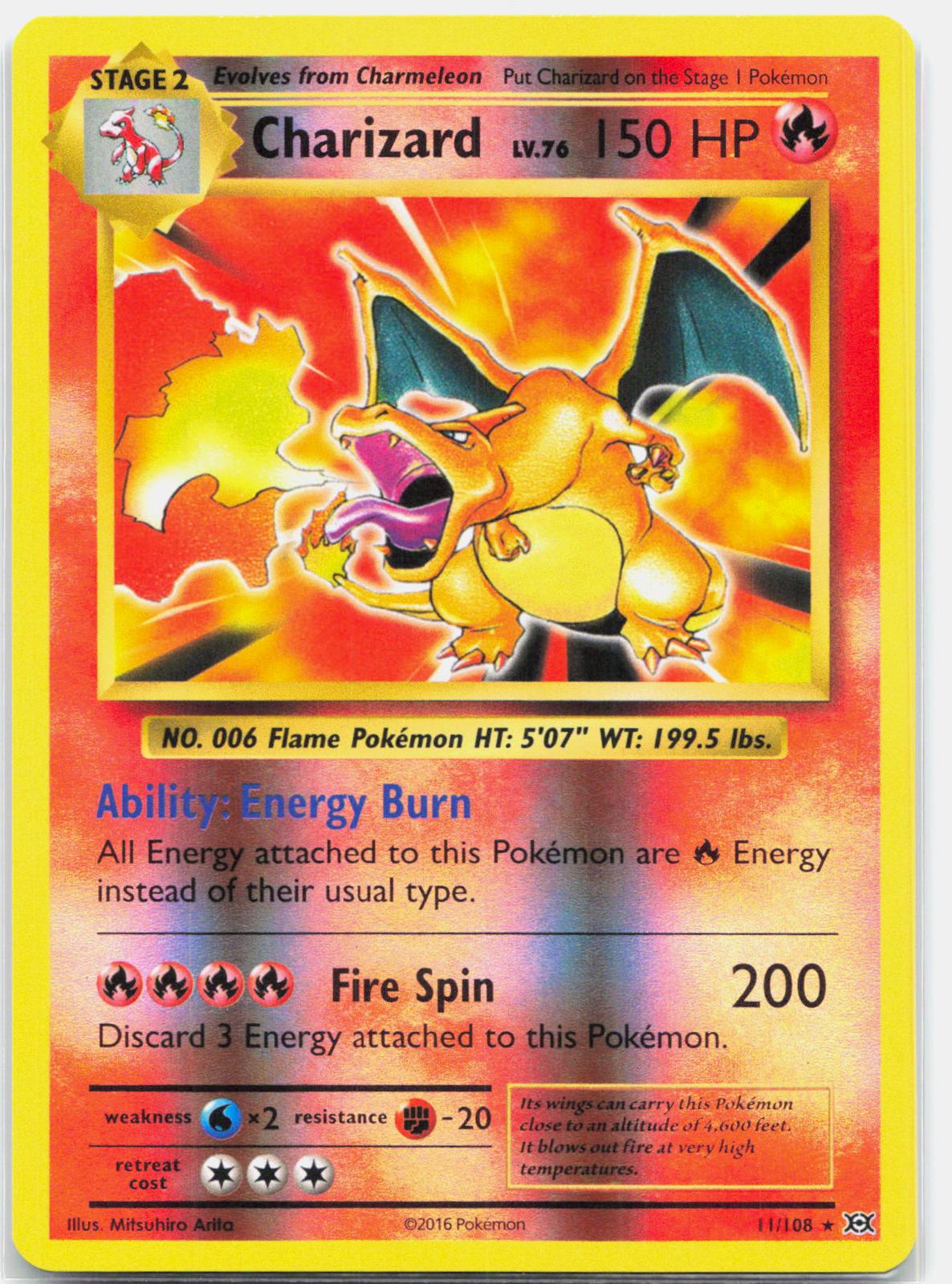 Charizard - 11/108 Evolutions Reverse Holo Rare Pokemon - NM
