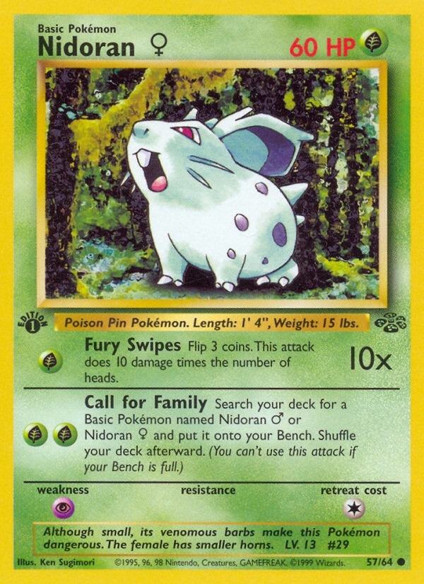 Nidoran F - 57/64 Jungle Common Unlimited Pokemon - NM