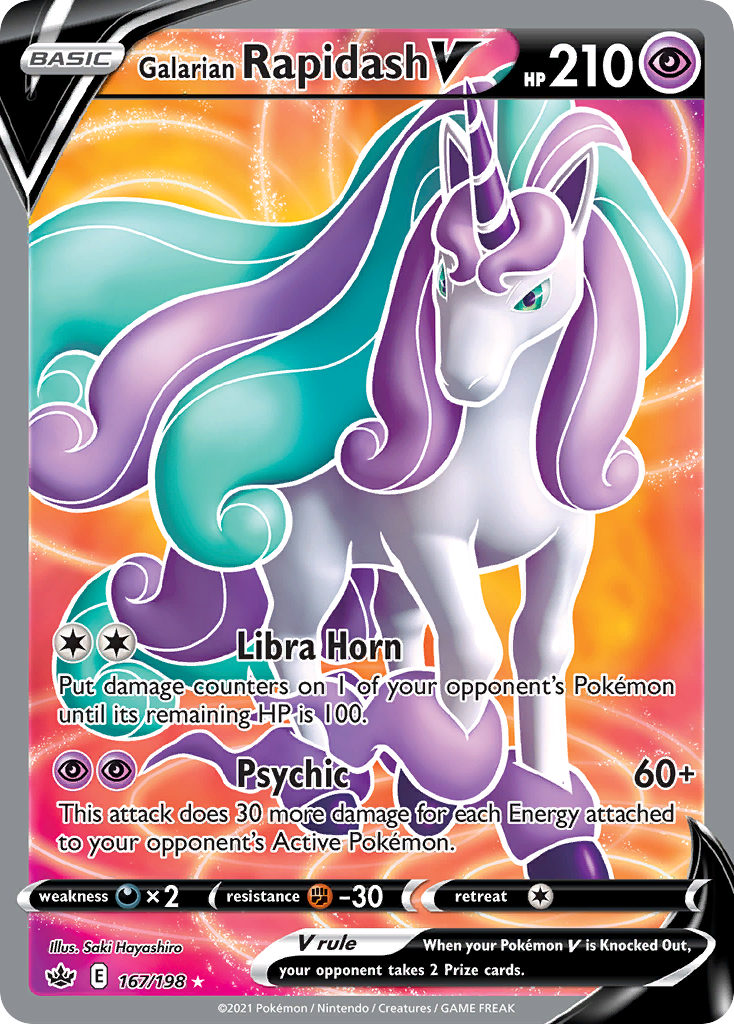 Galarian Rapidash V - 167/198 Chilling Reign Ultra Rare Holo Pokemon - NM