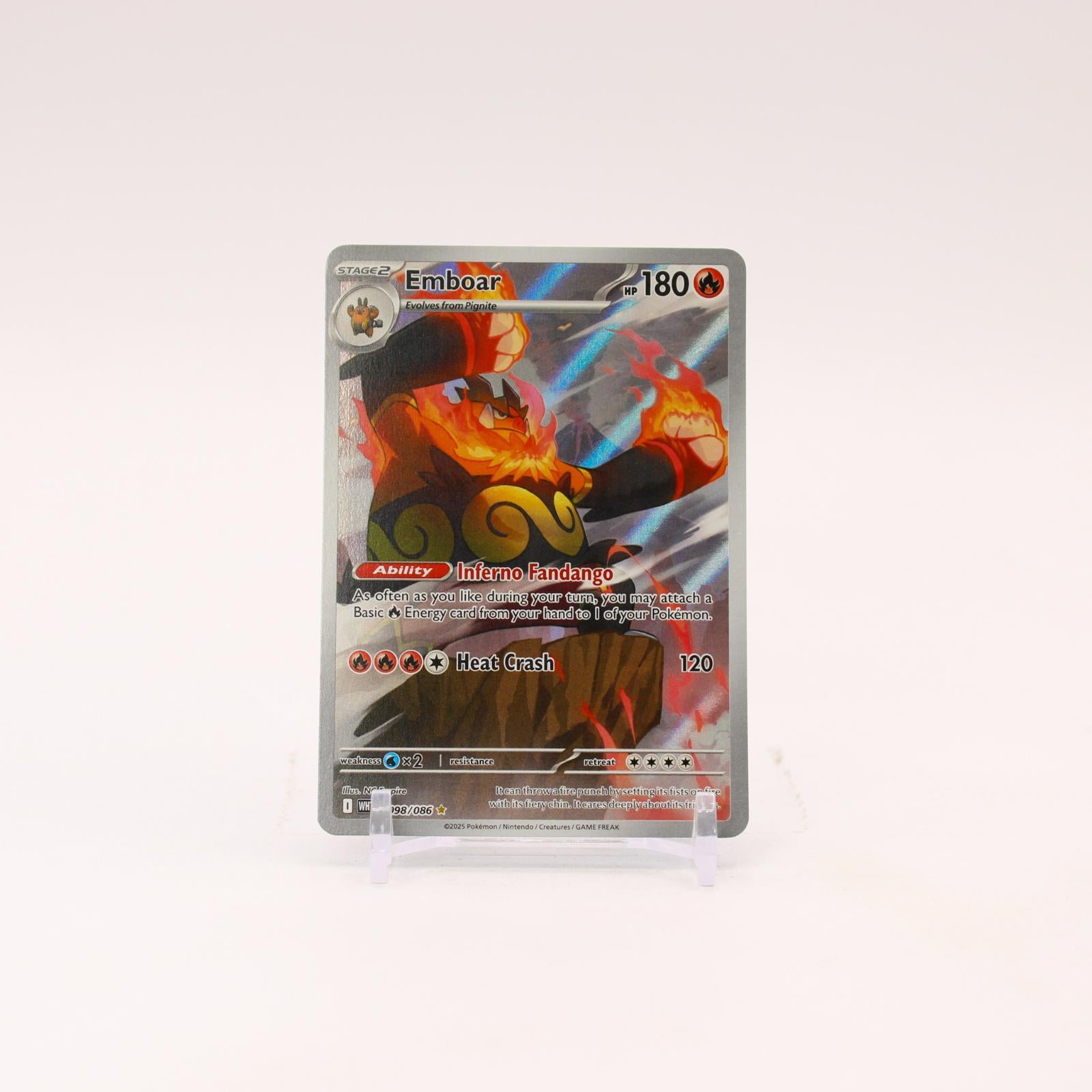Emboar - 098/086 White Flare Illustration Rare Pokemon - NM