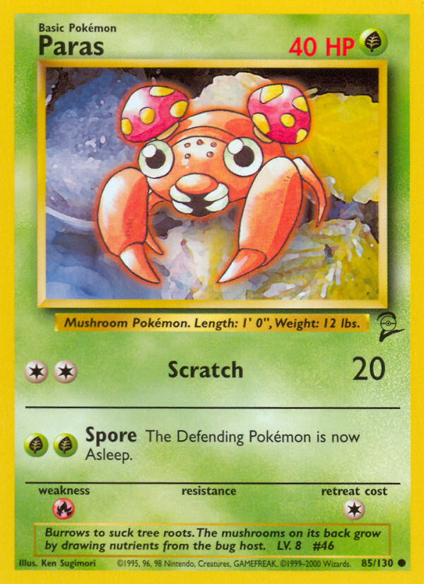 Paras - 85/130 Base Set 2 Common Pokemon - NM