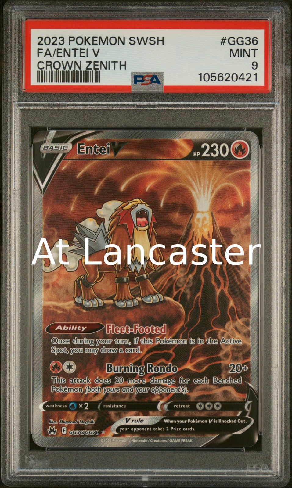 Entei V - GG36/GG70 PSA 9 Sword Shield Crown Zenith Pokemon (Lanc)