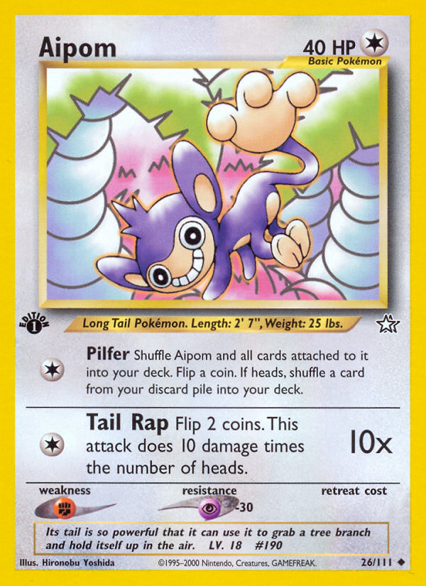 Aipom - 26/111 Neo Genesis Uncommon Unlimited Pokemon - NM