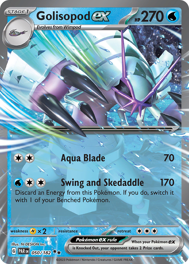 Golisopod ex - 050/182 Paradox Rift Double Rare Holo Pokemon - NM