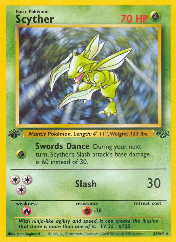 Scyther - 26/64 Jungle Rare Unlimited Pokemon - NM
