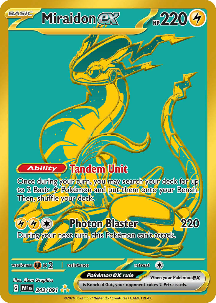 Miraidon ex - 243/091 Paldean Fates Hyper Rare Holo Pokemon - NM