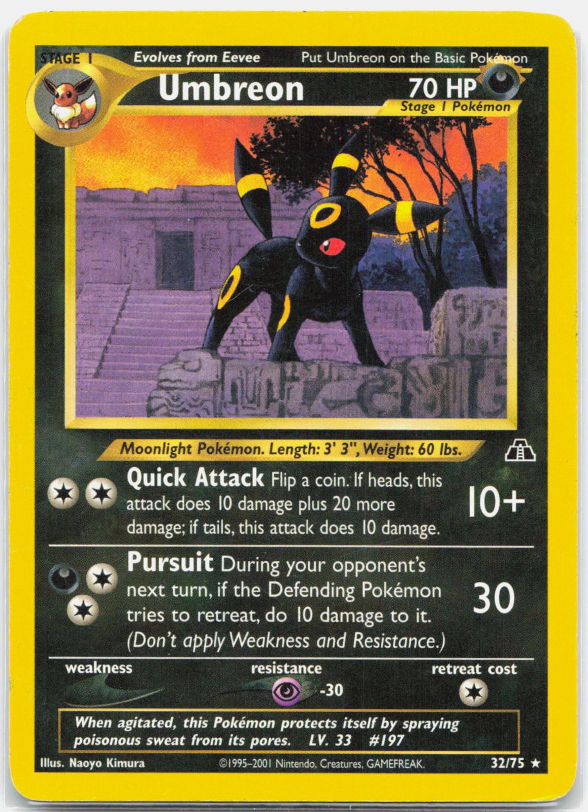 Umbreon - 32/75 Neo Discovery Unlimited Rare Pokemon - LP/MP