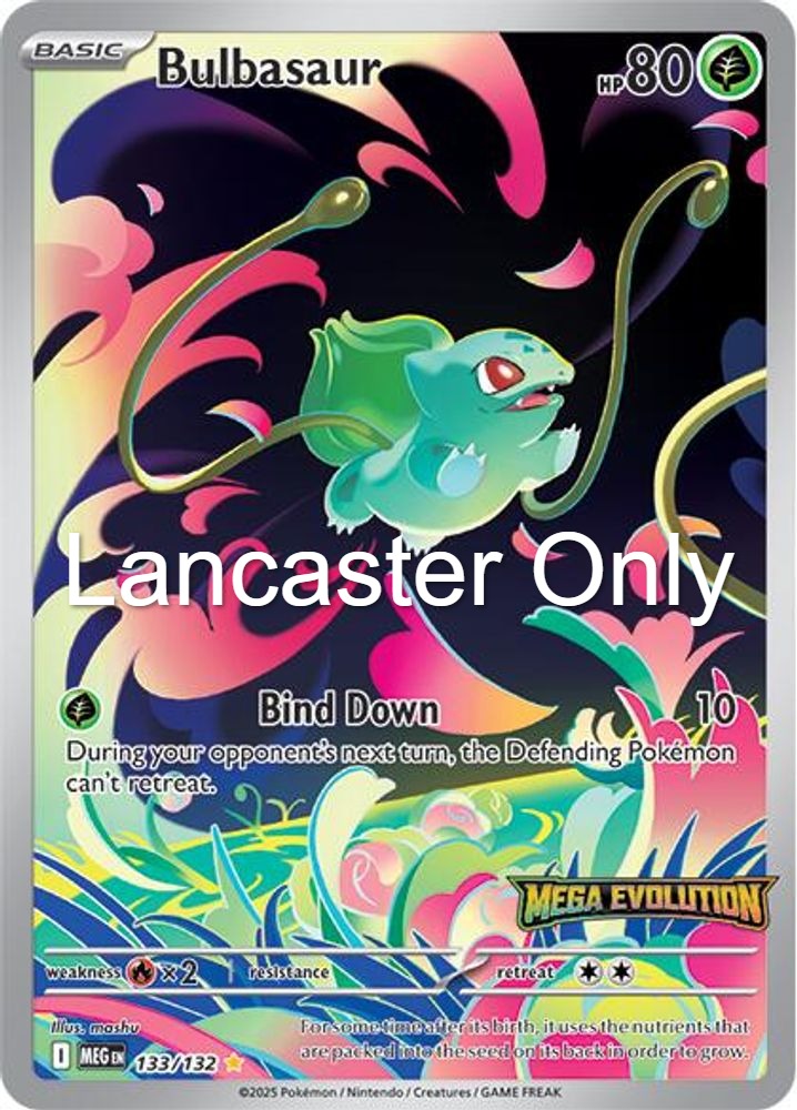 Bulbasaur (Mega Evolution Stamped) SEALED - 133/132 Miscellaneous Cards & Products Holo Illustration Rare Pokemon - NM (Lanc)