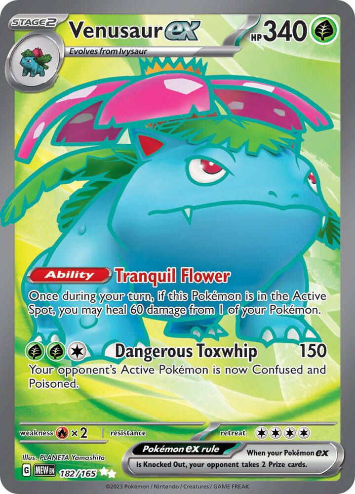 Venusaur ex - 182/165 151 Full Art Pokemon - NM/MINT