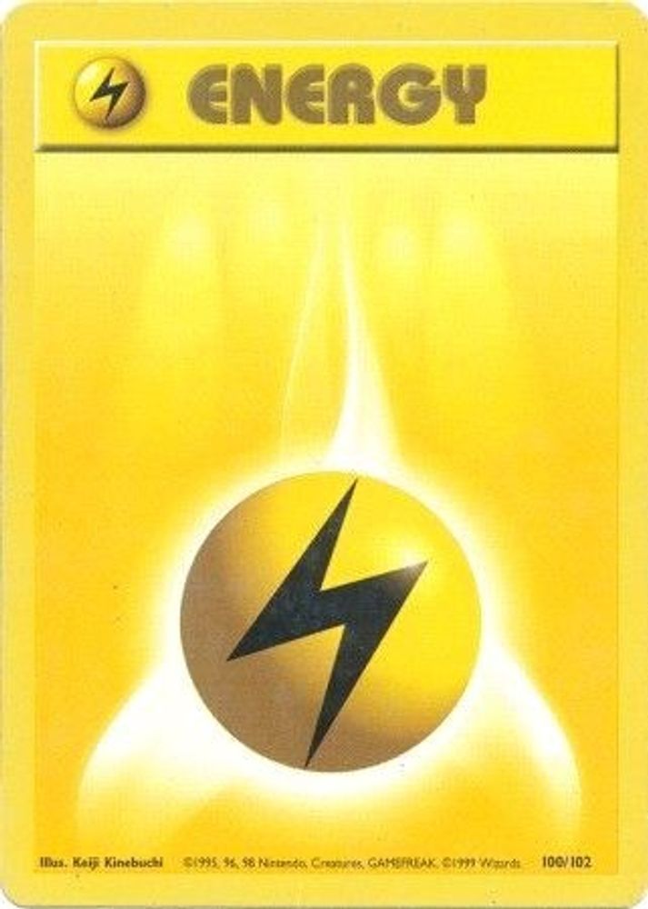Lightning Energy - 100/102 Base Set Unlimited Common Pokemon - NM