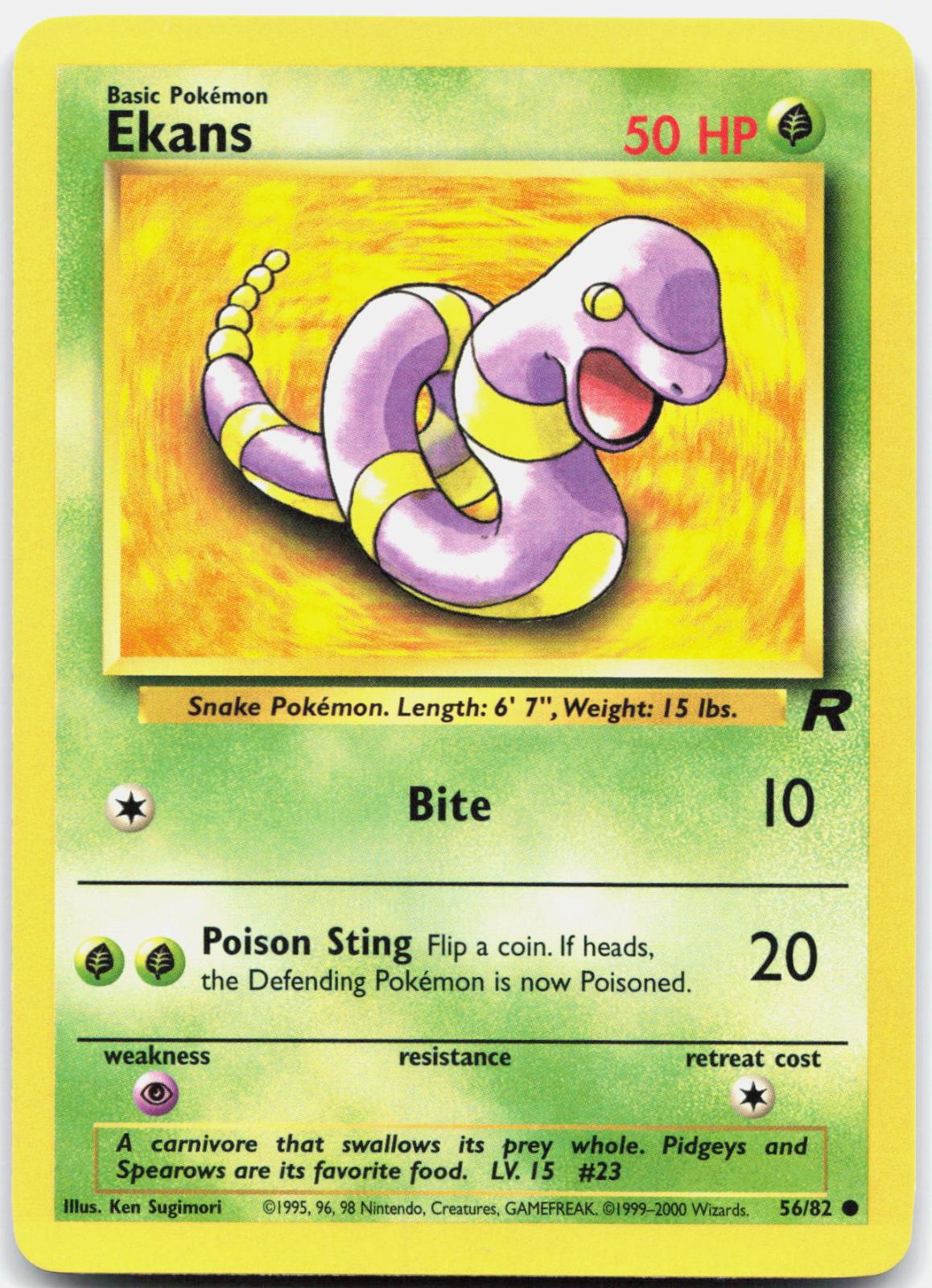 Ekans - 56/82 Team Rocket Common Unlimited Pokemon - NM