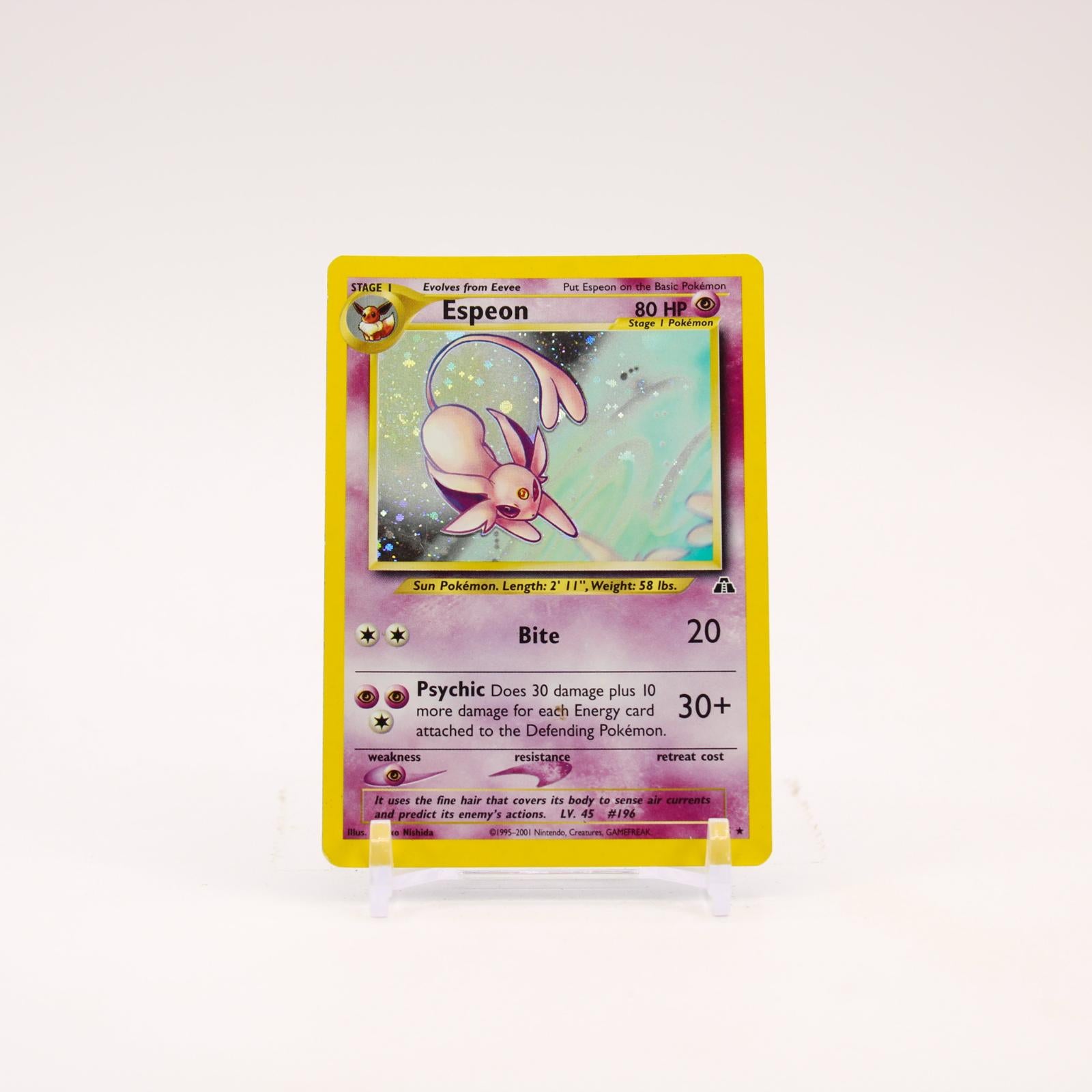 Espeon - 1/75 Neo Discovery Unlimited Holo Rare SWIRL Pokemon - MP