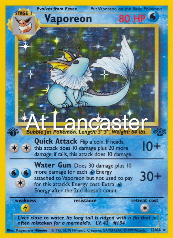 Vaporeon - 12/64 Jungle Unlimited Holo Rare Pokemon - NM/LP (Lanc)