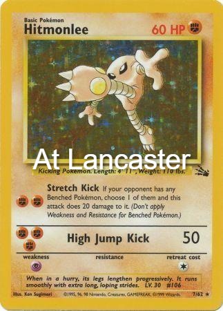 Hitmonlee - 7/62 Fossil Unlimited Holo Rare Pokemon - LP/MP (Lanc)