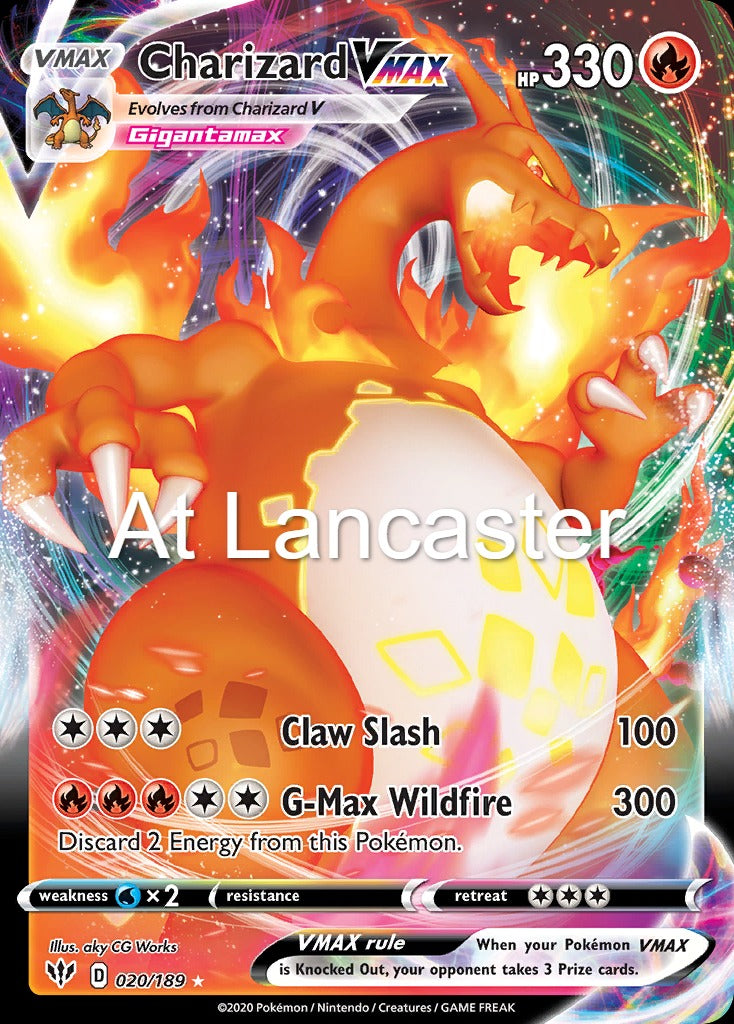 Charizard VMAX - 020/189 Darkness Ablaze VMAX Rare Pokemon - LP/MP (Lanc)