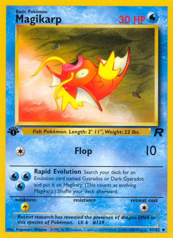 Magikarp - 47/82 Team Rocket Uncommon 1st Edition Pokemon - NM
