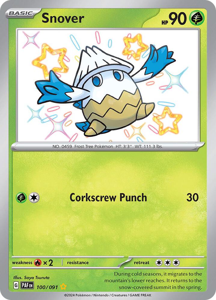 Snover - 100/091 Paldean Fates Baby Shiny Holo Rare Pokemon - NM/MINT