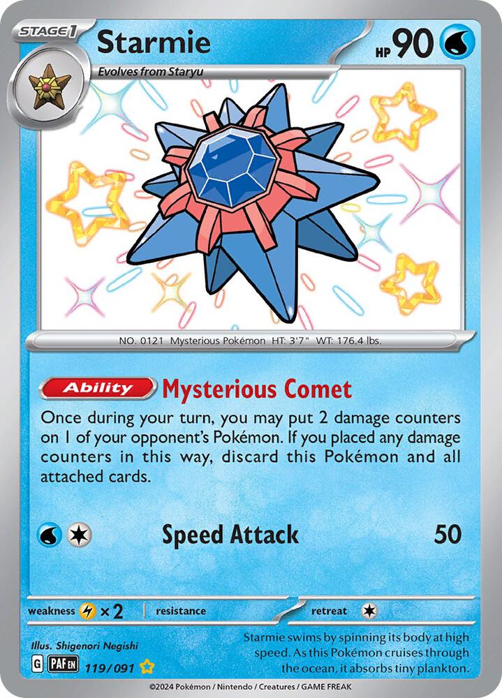 Starmie - 119/091 Paldean Fates Baby Shiny Holo Rare Pokemon - NM/MINT