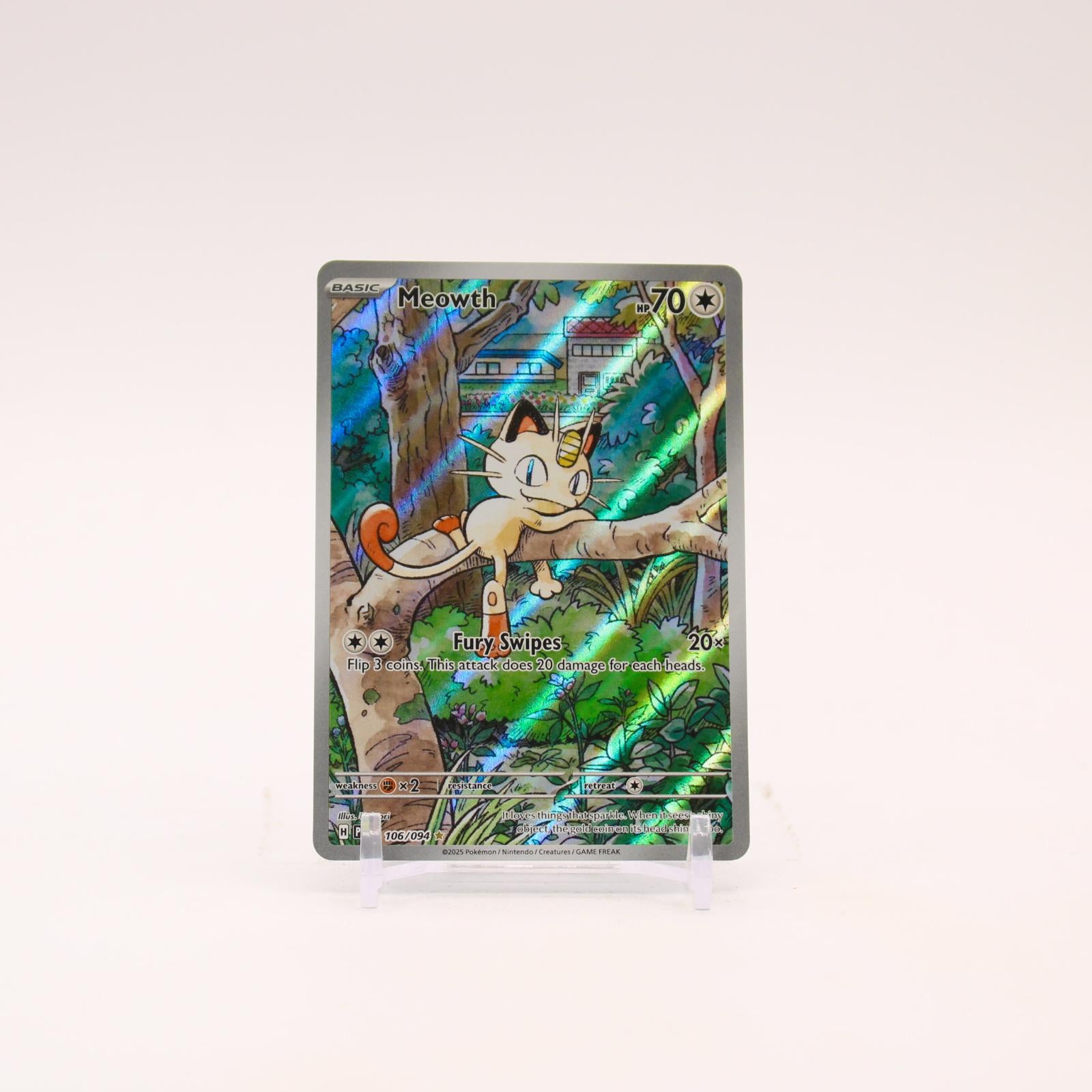 Meowth - 106/094 Phantasmal Flames Holo Illustration Rare Pokemon - NM/MINT