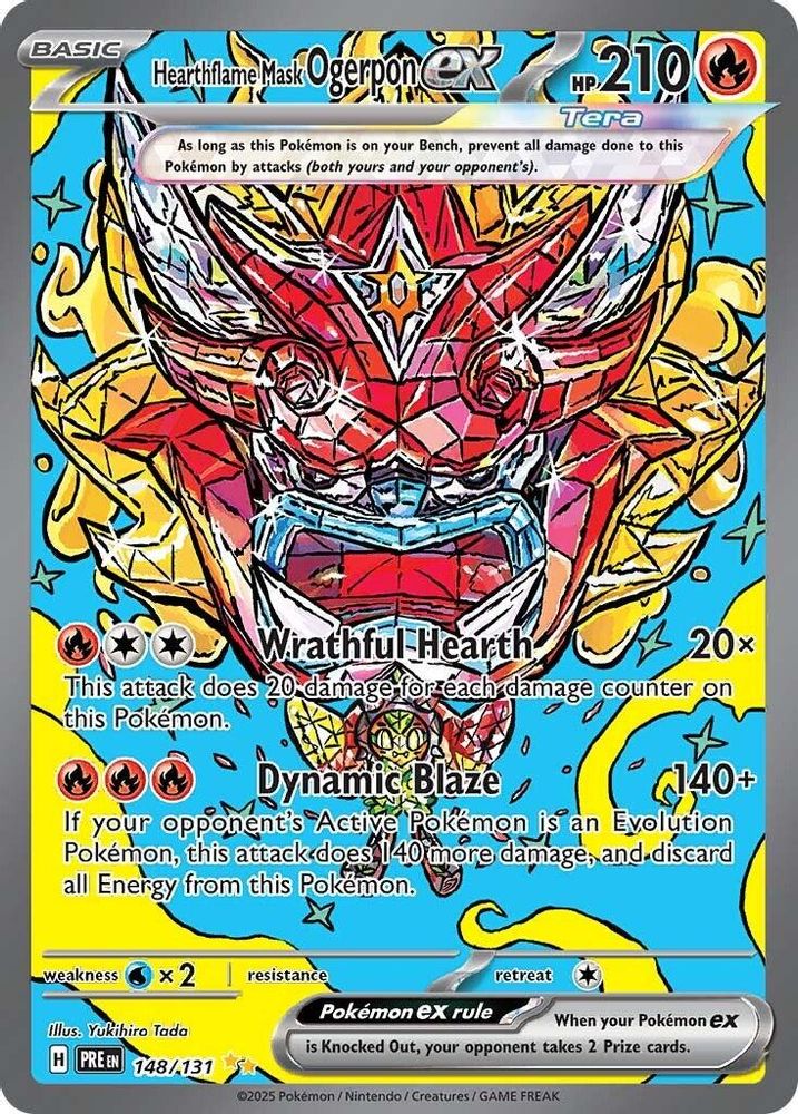 Hearthflame Mask Ogerpon ex - 148/131 Prismatic Evolutions Special Illustration Rare Holo Pokemon - NM