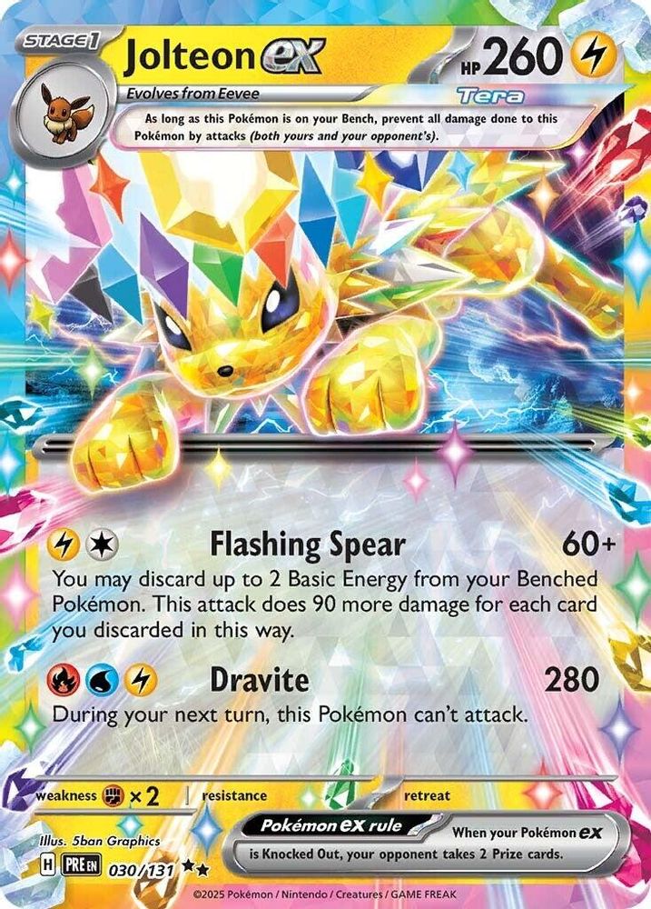 Jolteon ex - 030/131 Prismatic Evolutions Double Rare Holo Pokemon - NM