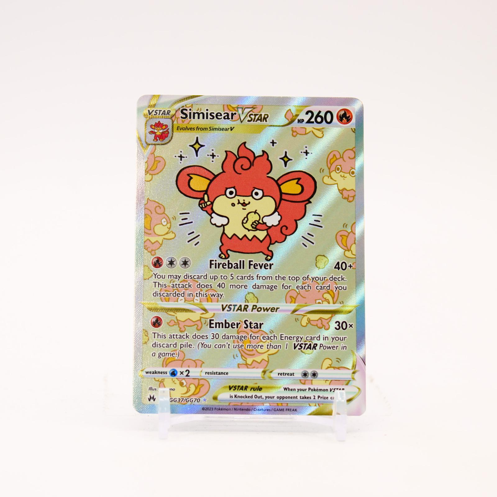 Simisear VSTAR - GG37/GG70 Crown Zenith Galarian Gallery Holo Pokemon - NM