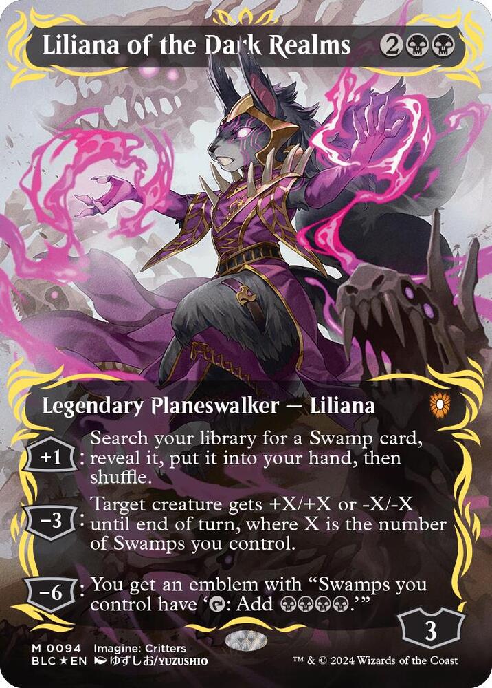 Liliana of the Dark Realms Borderless RAISED FOIL - 094 Bloomburrow Commander Magic - NM