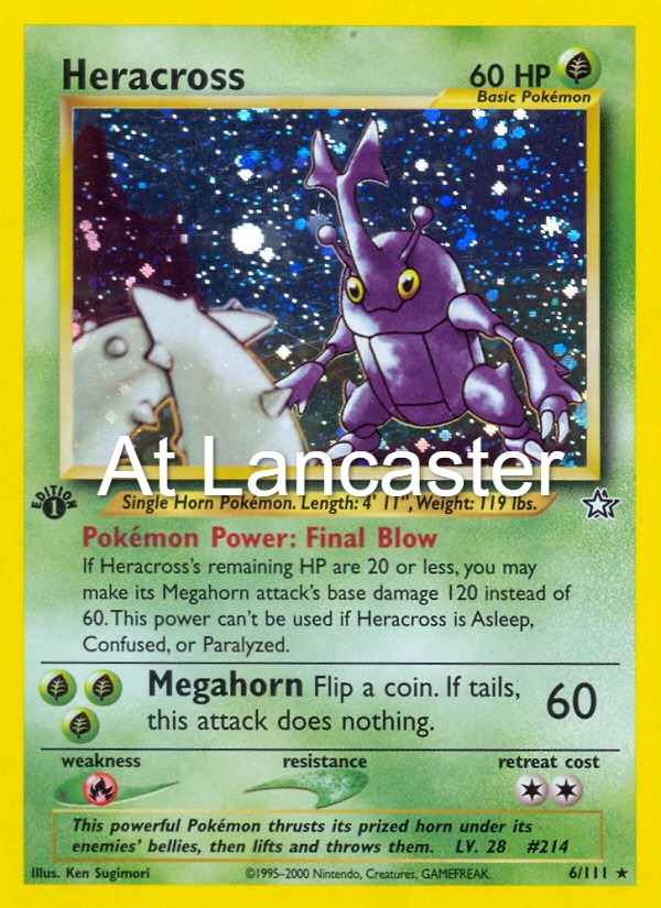 Heracross - 6/111 Neo Genesis 1st ed Holo Rare Pokemon - HP (Lanc)