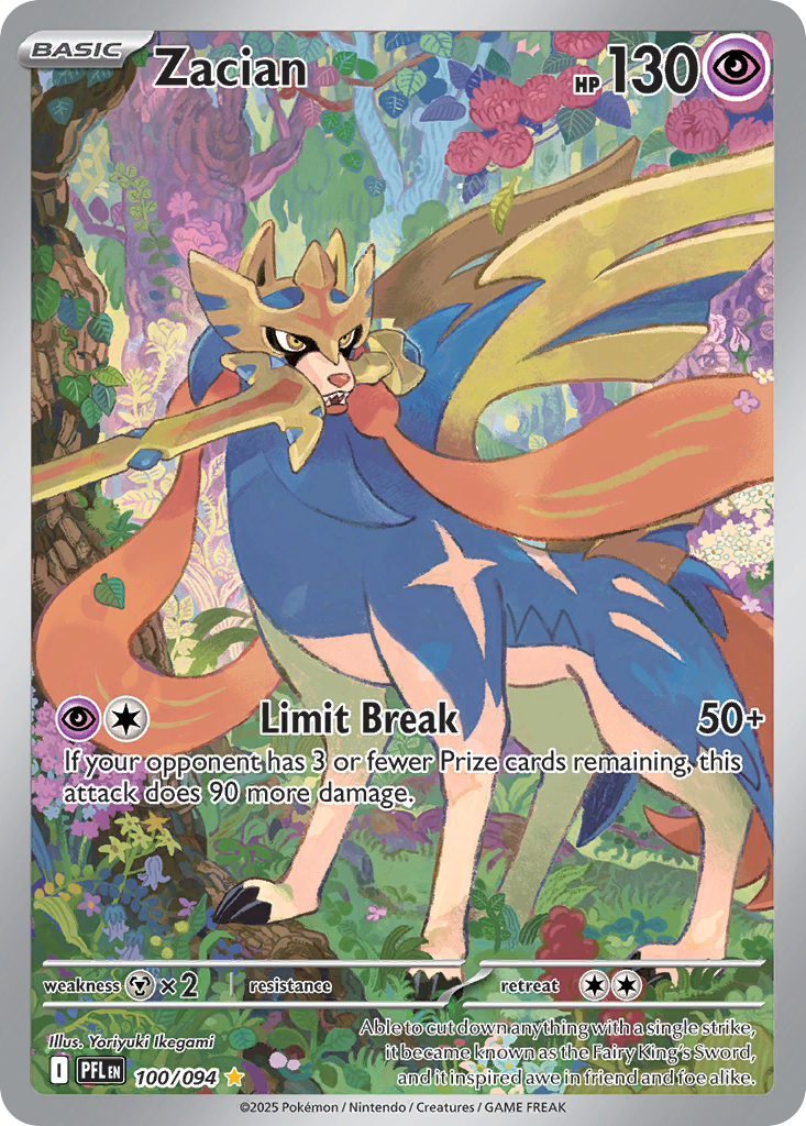 Zacian - 100/094 Phantasmal Flames Illustration Rare Holo Pokemon - NM