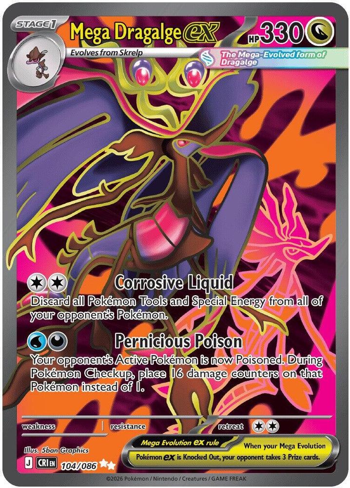 Mega Dragalge ex - 104/086 Chaos Rising Holo Ultra Rare Pokemon - NM