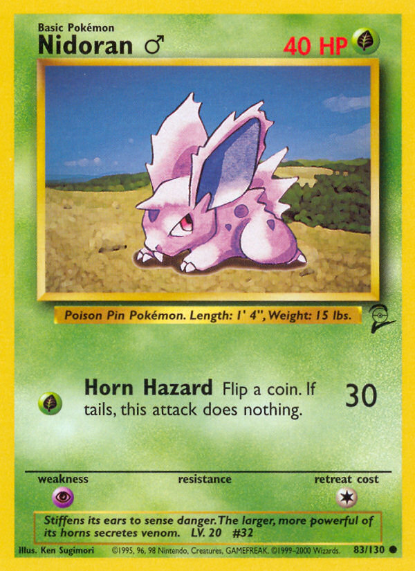Nidoran M - 83/130 Base Set 2 Common Pokemon - NM