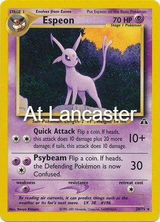 Espeon - 20/75 Neo Discovery Unlimited Rare Pokemon - LP (Lanc)
