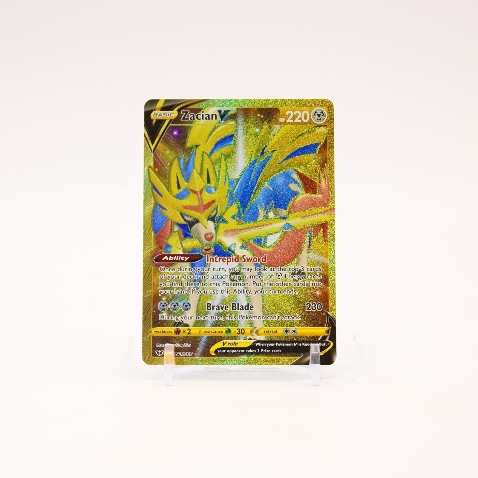Zacian V - 211/202 Sword & Shield Holo Gold Pokemon - NM/MINT