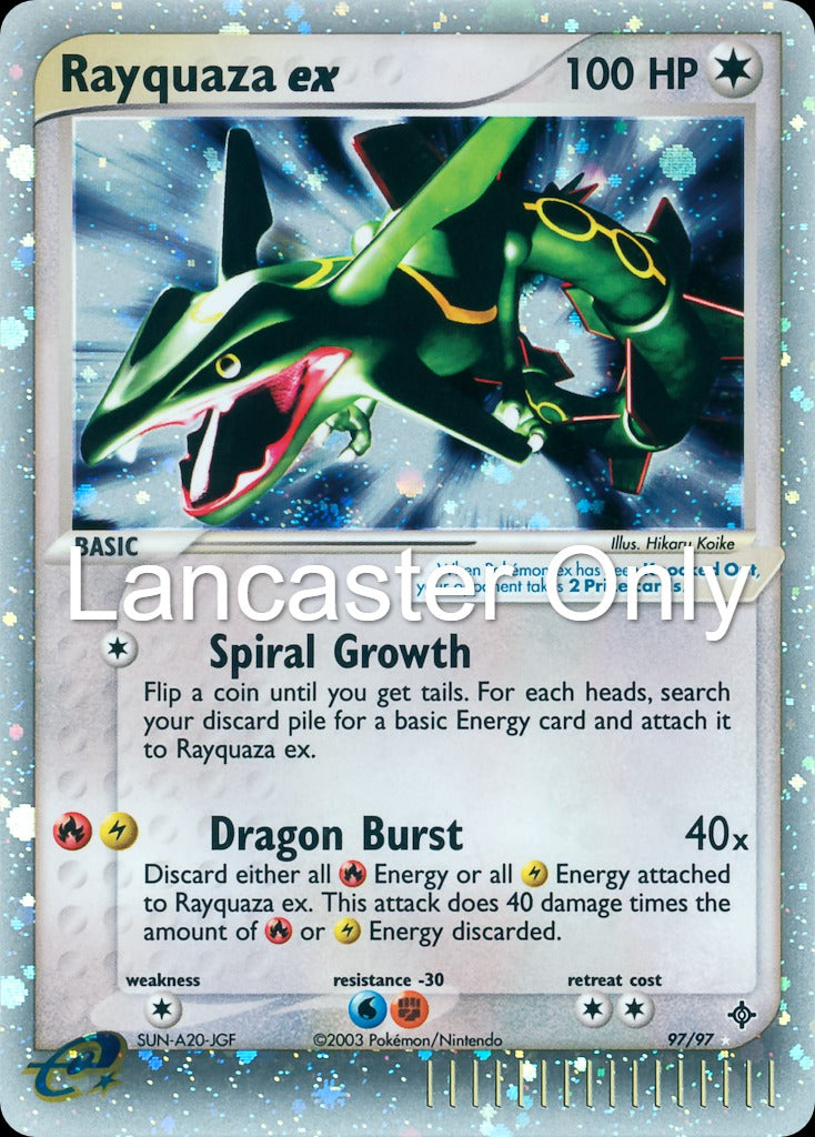 Rayquaza ex - 97/97 Dragon Holo EX Rare Pokemon - DMG (Lanc)