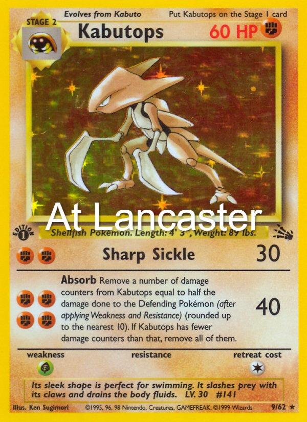 Kabutops - 9/62 Fossil 1st Edition Holo Rare Pokemon - LP/MP (Lanc)