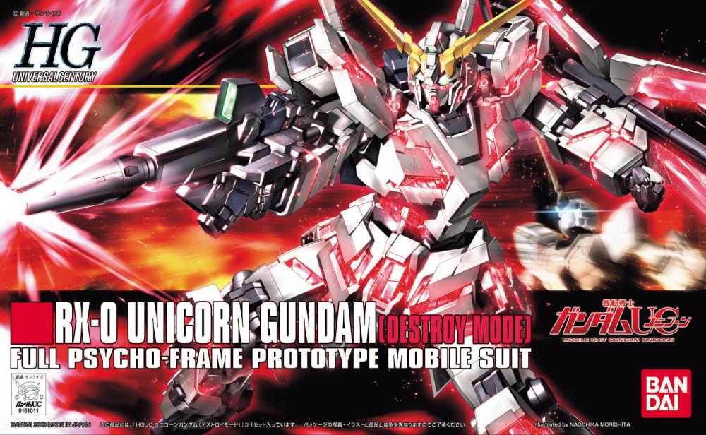 Gunpla Model Kit 1/144 Bandai - HGUC Gundam Unicorn Destroy Mode OVA