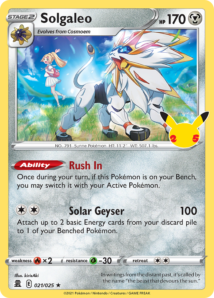 Solgaleo - 021/025 Celebrations Holo Rare Pokemon - NM