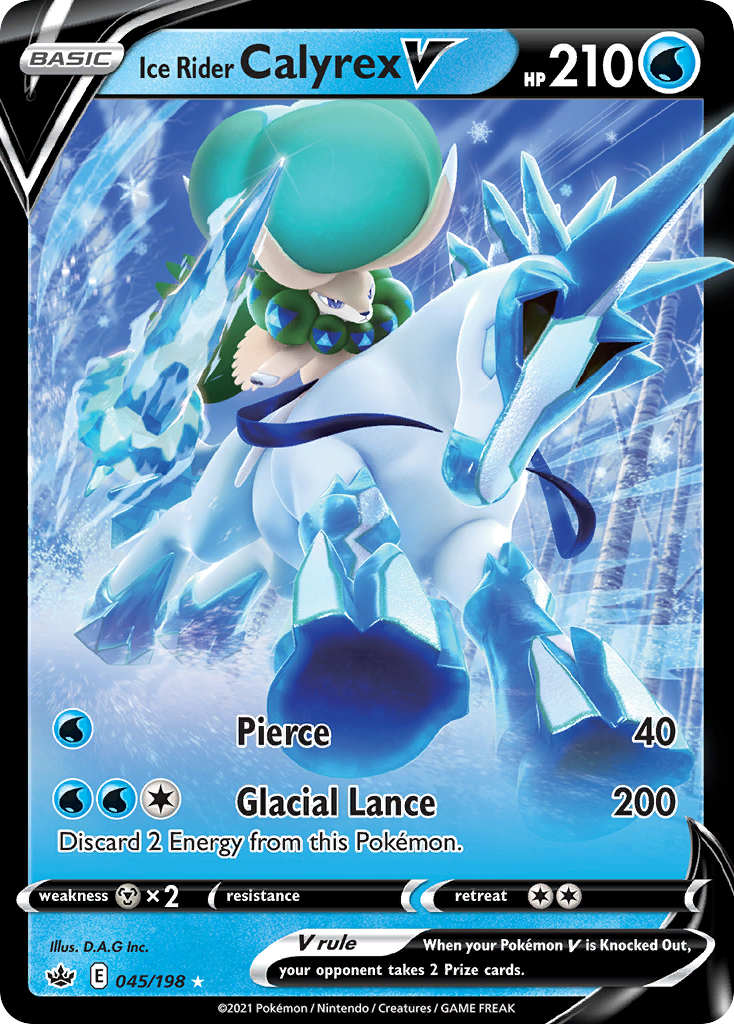 Ice Rider Calyrex V - 045/198 Chilling Reign V Rare Holo Pokemon - NM