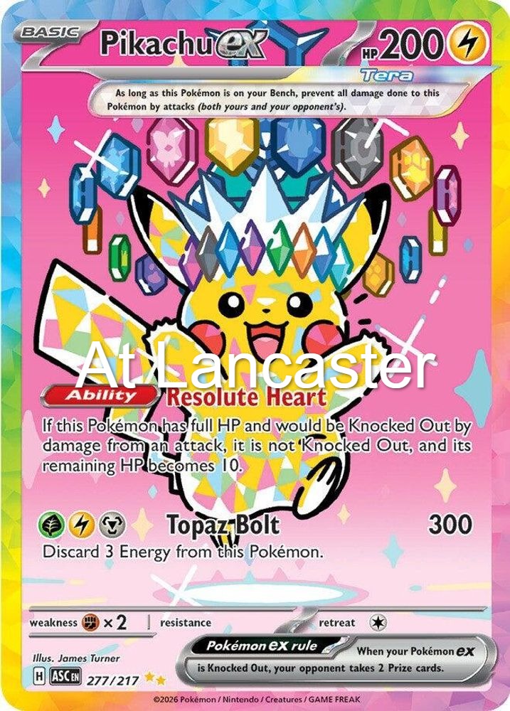 Pikachu ex - 277/217 Ascended Heroes Special Illustration Rare Pokemon - NM (Lanc)