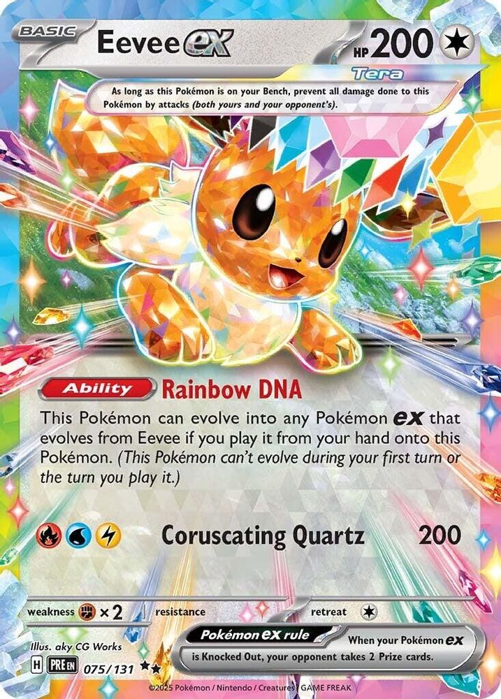 Eevee ex - 075/131 Prismatic Evolutions Double Rare Holo Pokemon - NM