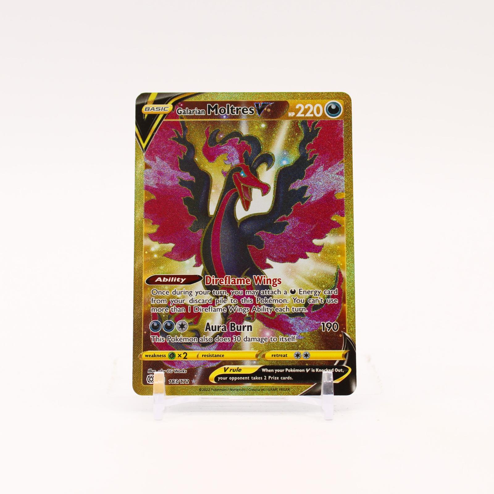 Galarian Moltres V - 183/172 Brilliant Stars Holo Gold Pokemon - NM