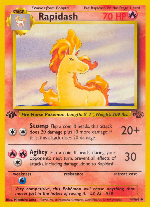 Rapidash - 44/64 Jungle Uncommon Unlimited Pokemon - NM