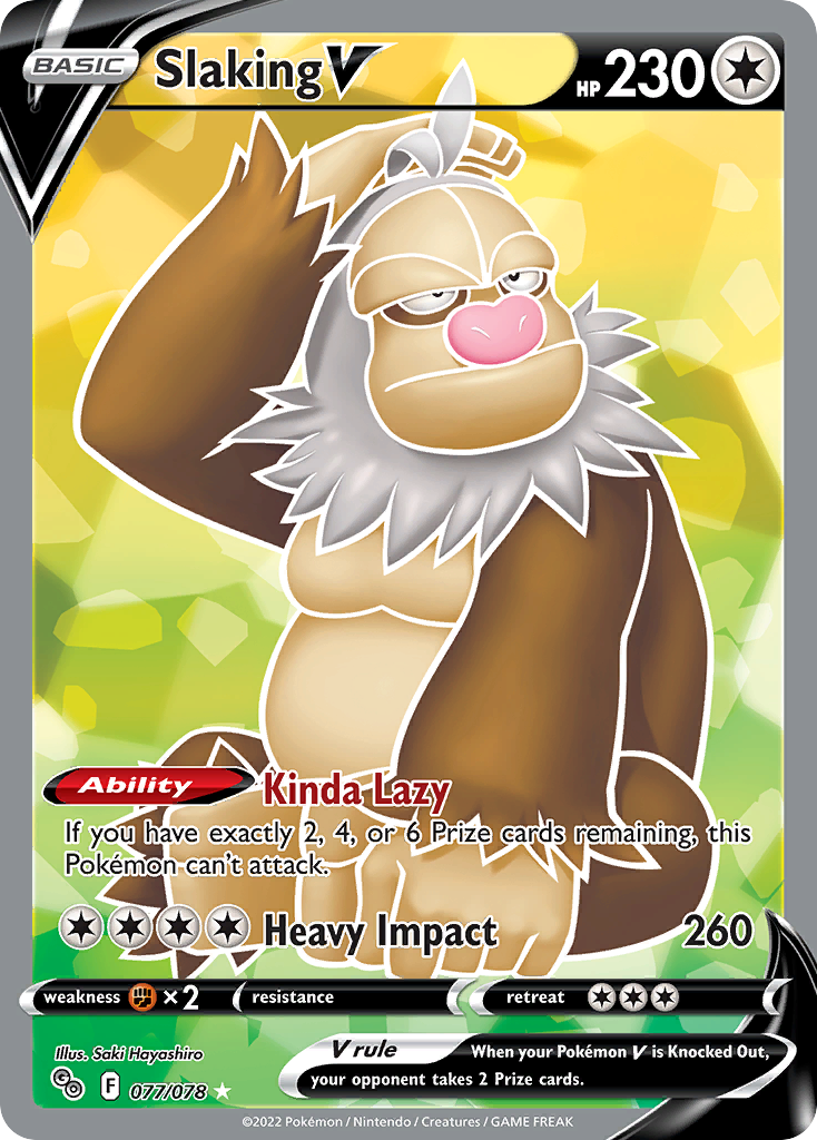 Slaking V - 077/078 Pokemon GO Ultra Rare Holo Pokemon - NM