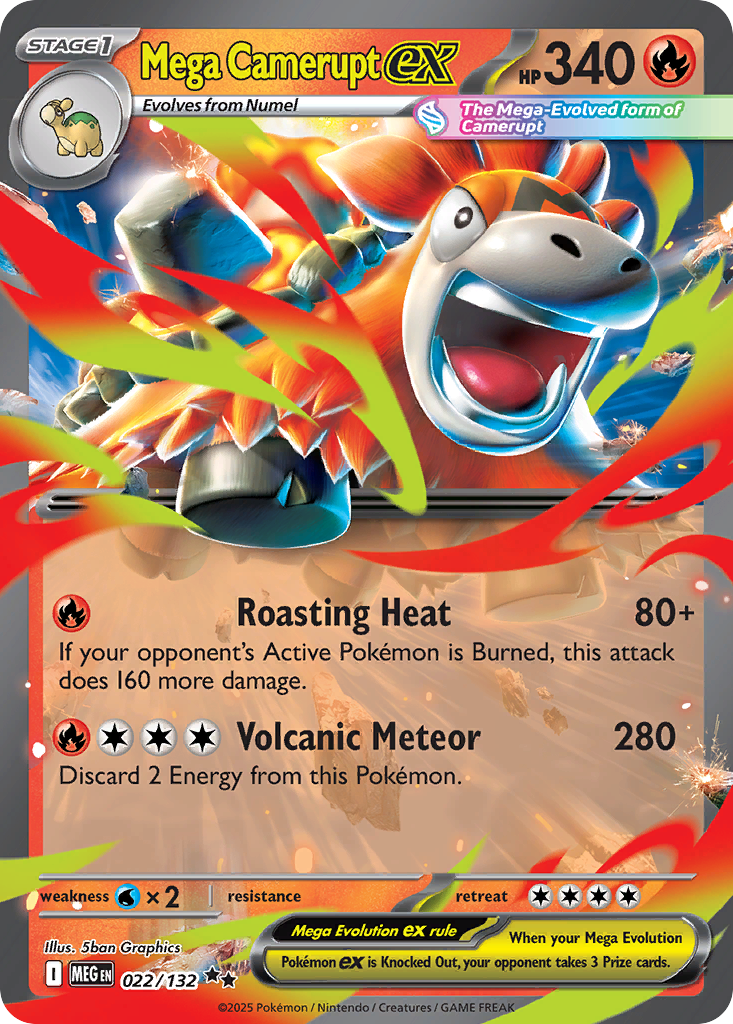 Mega Camerupt ex - 022/132 Mega Evolution Double Rare Holo Pokemon - NM