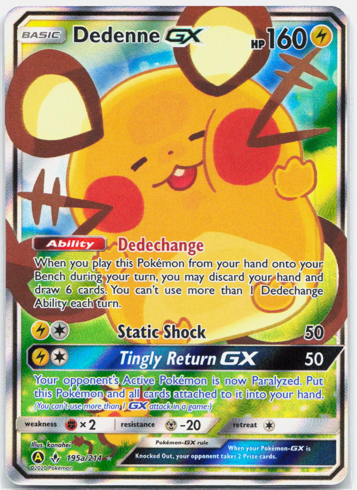 Dedenne GX - 195A/214 Unbroken Bonds Alternate Art Promo Pokemon - NM/MINT