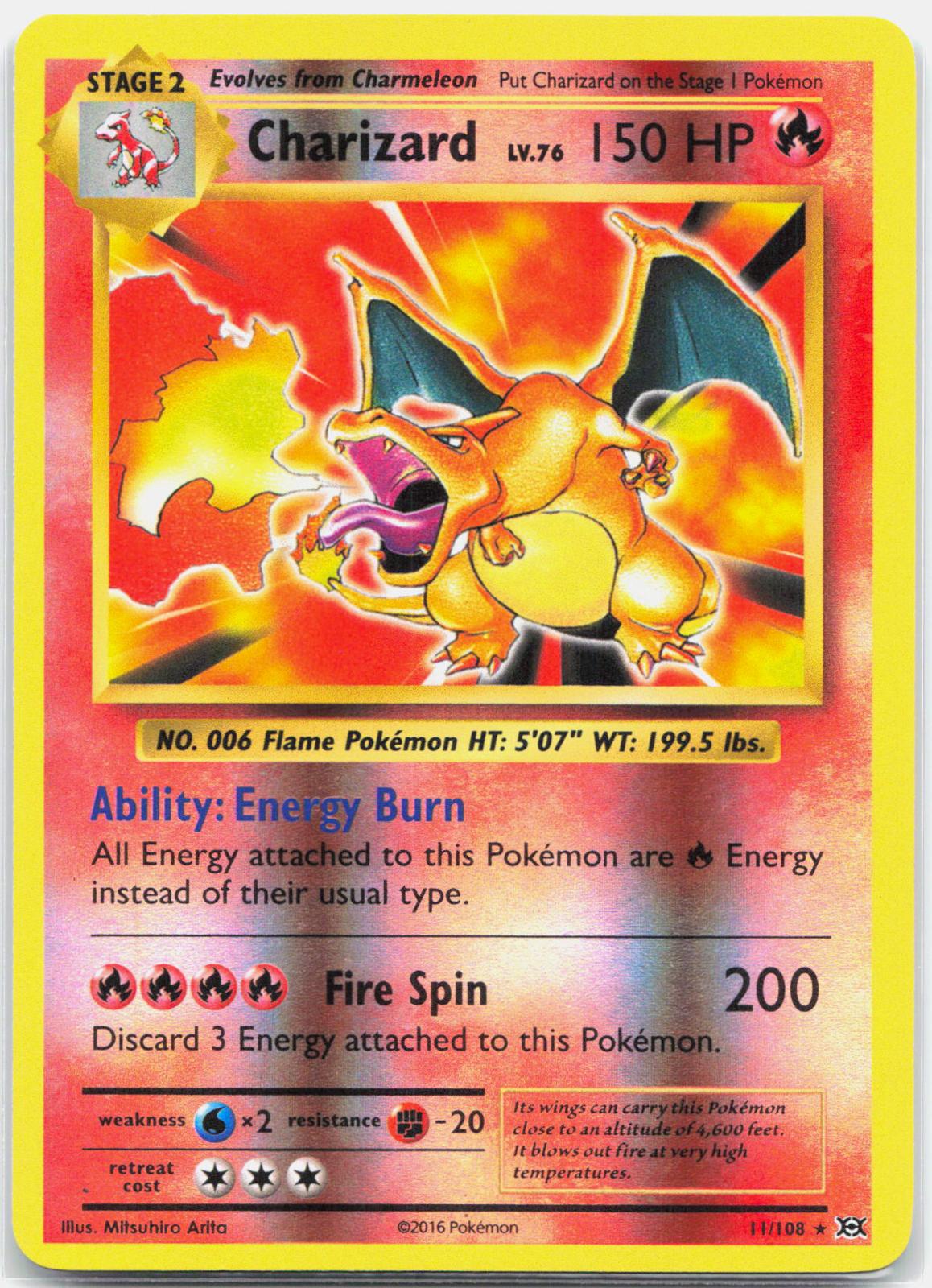 Charizard - 11/108 Evolutions Reverse Holo Rare Pokemon - NM/LP