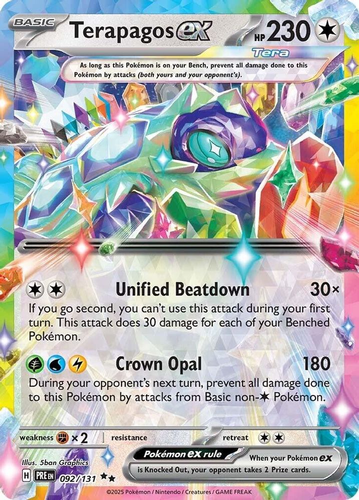 Terapagos ex - 092/131 Prismatic Evolutions Double Rare Holo Pokemon - NM