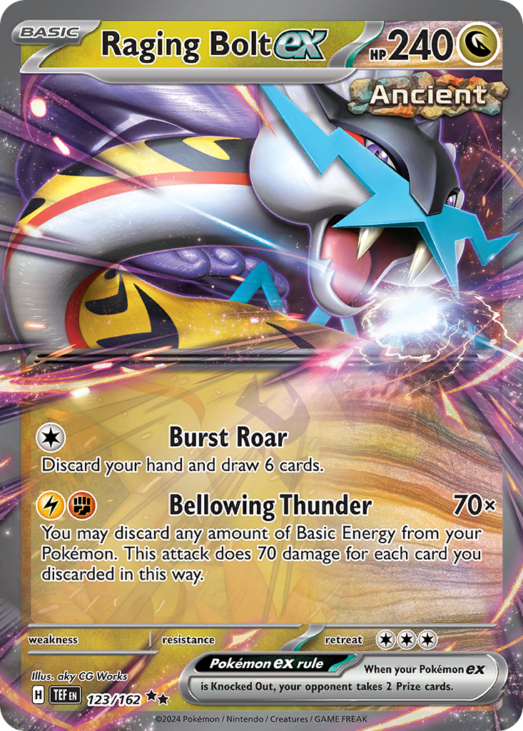 Raging Bolt ex - 123/162 Temporal Forces Double Rare Holo Pokemon - NM