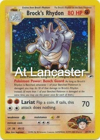 Brock's Rhydon - 2/132 Gym Heroes Unlimited Holo Rare Pokemon - NM/LP (Lanc)
